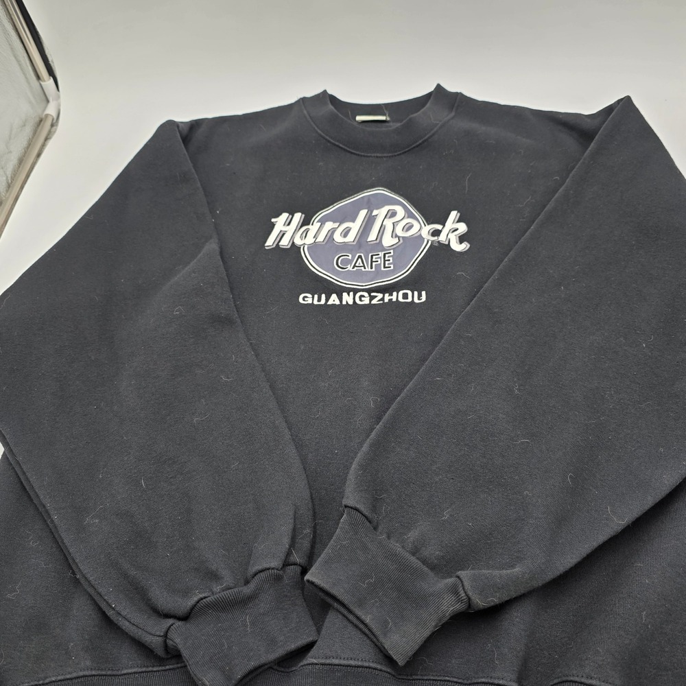 Hard Rock Cafe Guangzhou Sweatshirt Mens XL Black Vintage Cotton Crewneck - Picture 2 of 4